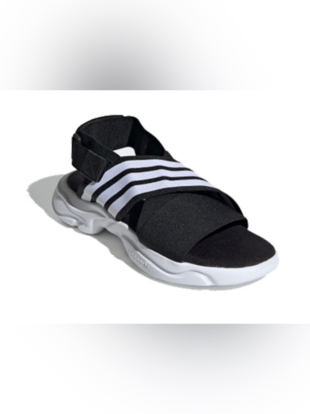 adidas Magmur Black and White Sport Slide with Three Stripes - Picture 2 of 8